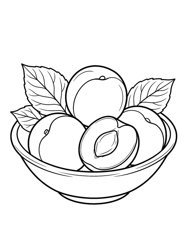 Plum Arrangement — printable black-and-white coloring sheet