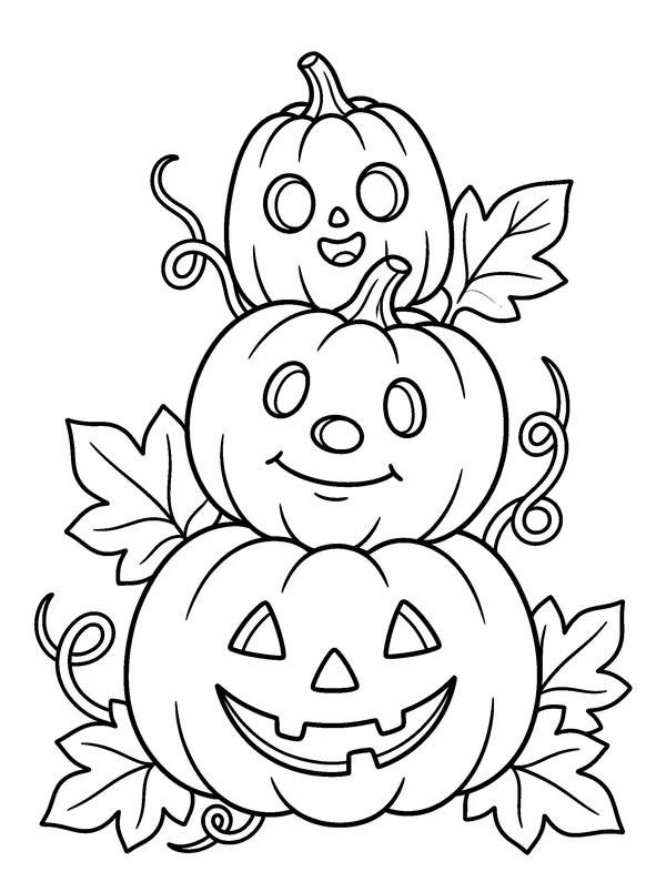 Pumpkin Stack — printable black-and-white coloring sheet