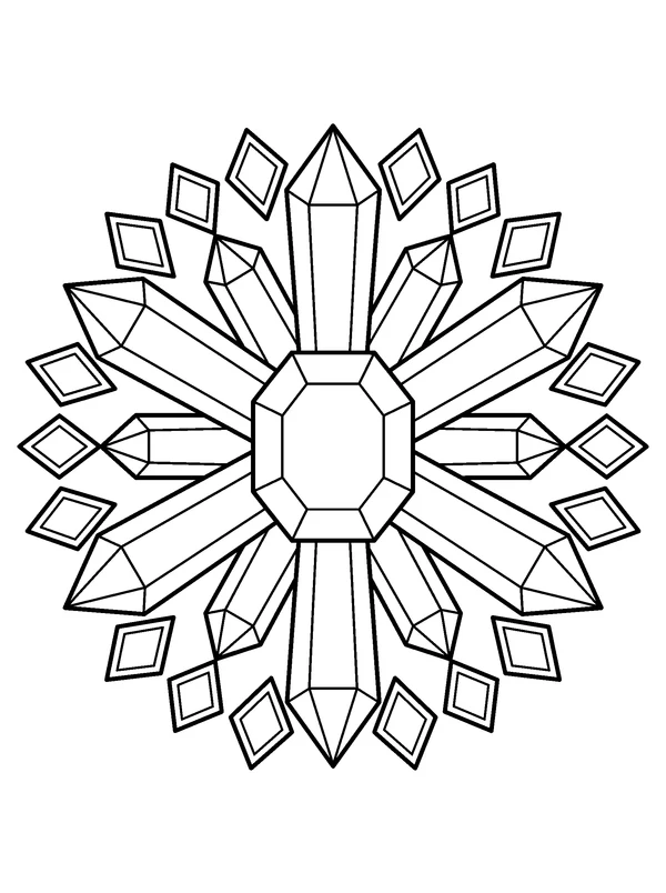 Crystal Star Mandala — printable black-and-white coloring sheet