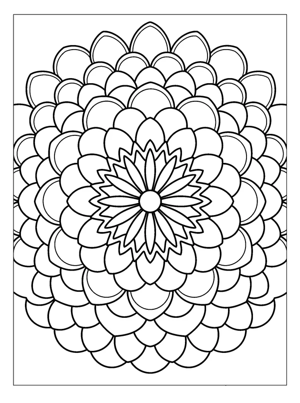 Dragon Scale Mandala — printable black-and-white coloring sheet