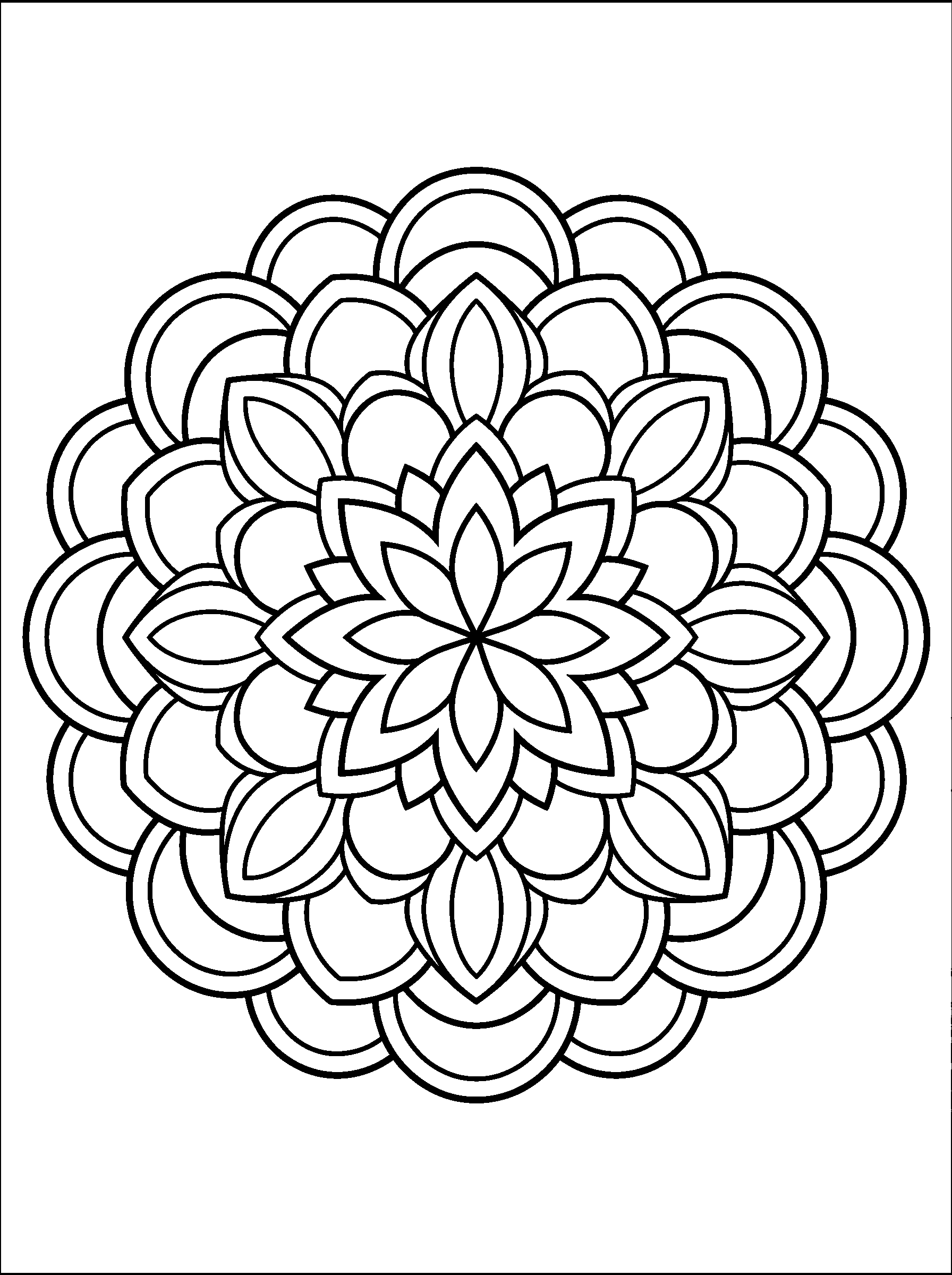 Lotus Petal Crown — full black-and-white printable coloring page