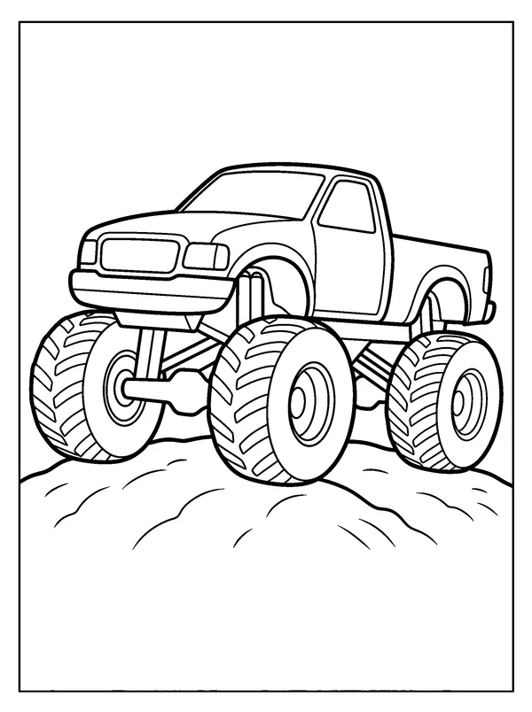 Monster Truck — printable black-and-white coloring sheet