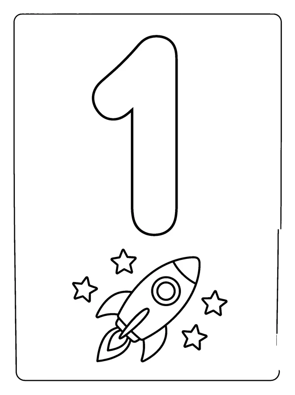 Number 1 Coloring Fun — printable black-and-white coloring sheet