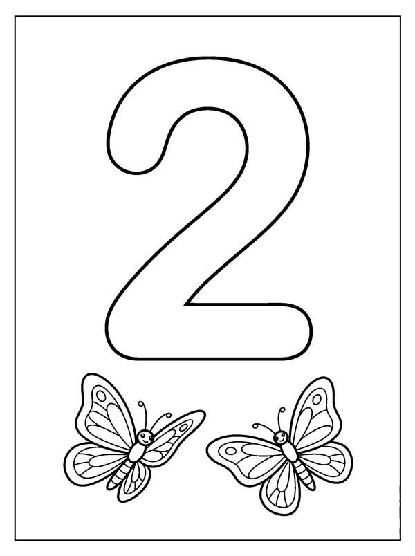 Number 2 Coloring Fun — printable black-and-white coloring sheet