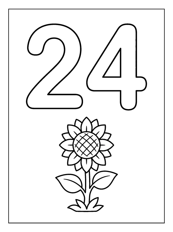 Number 24 Coloring Fun — printable black-and-white coloring sheet