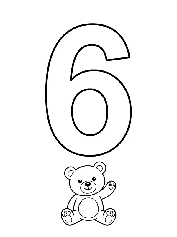Number 6 Coloring Fun — printable black-and-white coloring sheet