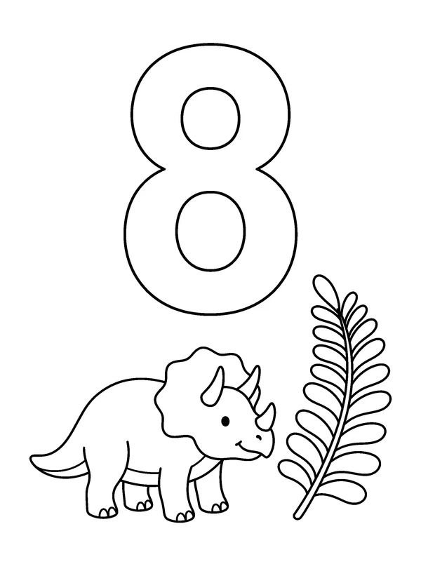 Number 8 Coloring Fun — printable black-and-white coloring sheet