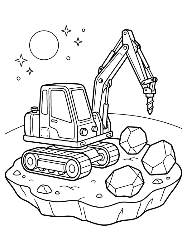 Asteroid Work Platform — printable black-and-white coloring sheet