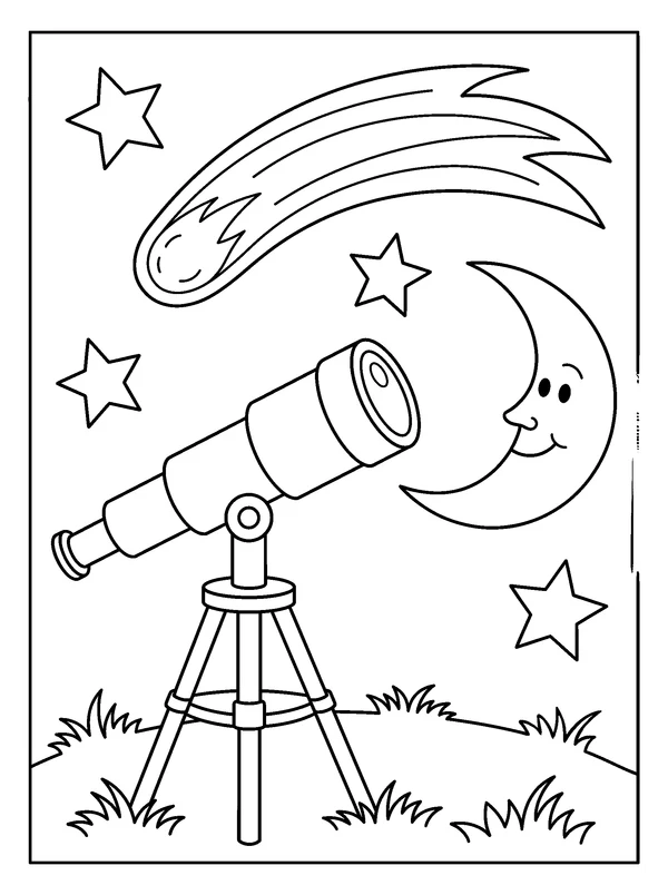 Comet Watch — printable black-and-white coloring sheet