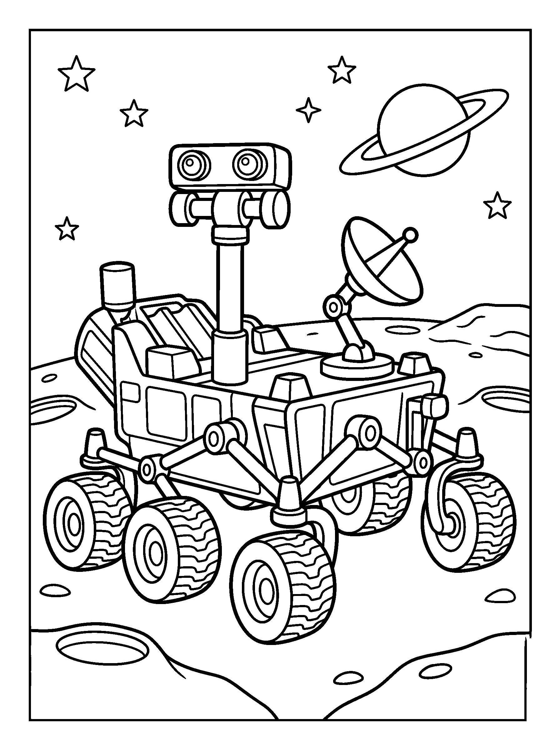 Moon Rover — full black-and-white printable coloring page