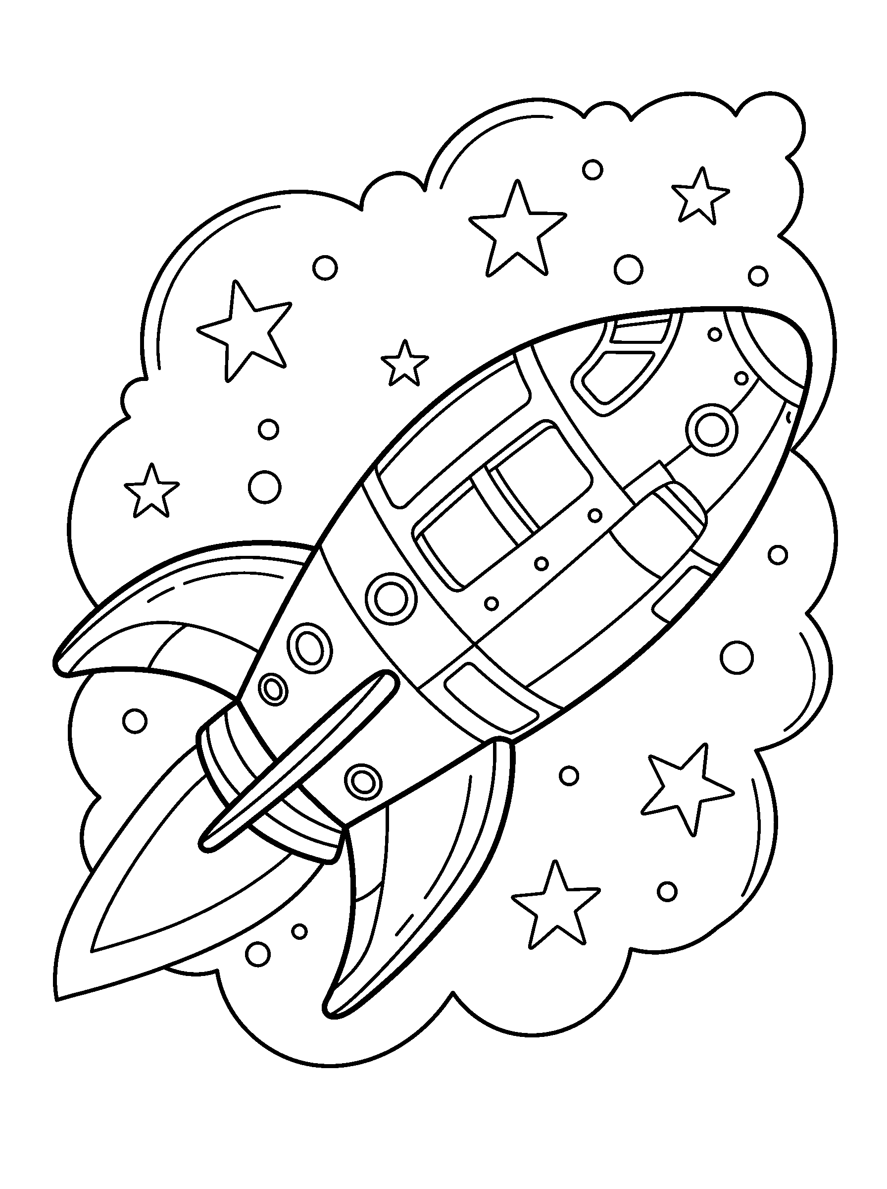 Voyager through the Stars — full black-and-white printable coloring page