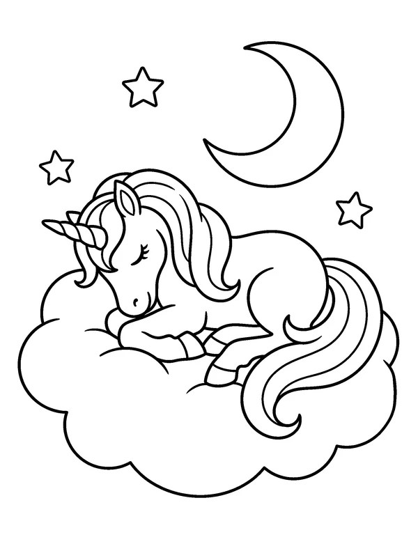 Cloud Nap — printable black-and-white coloring sheet