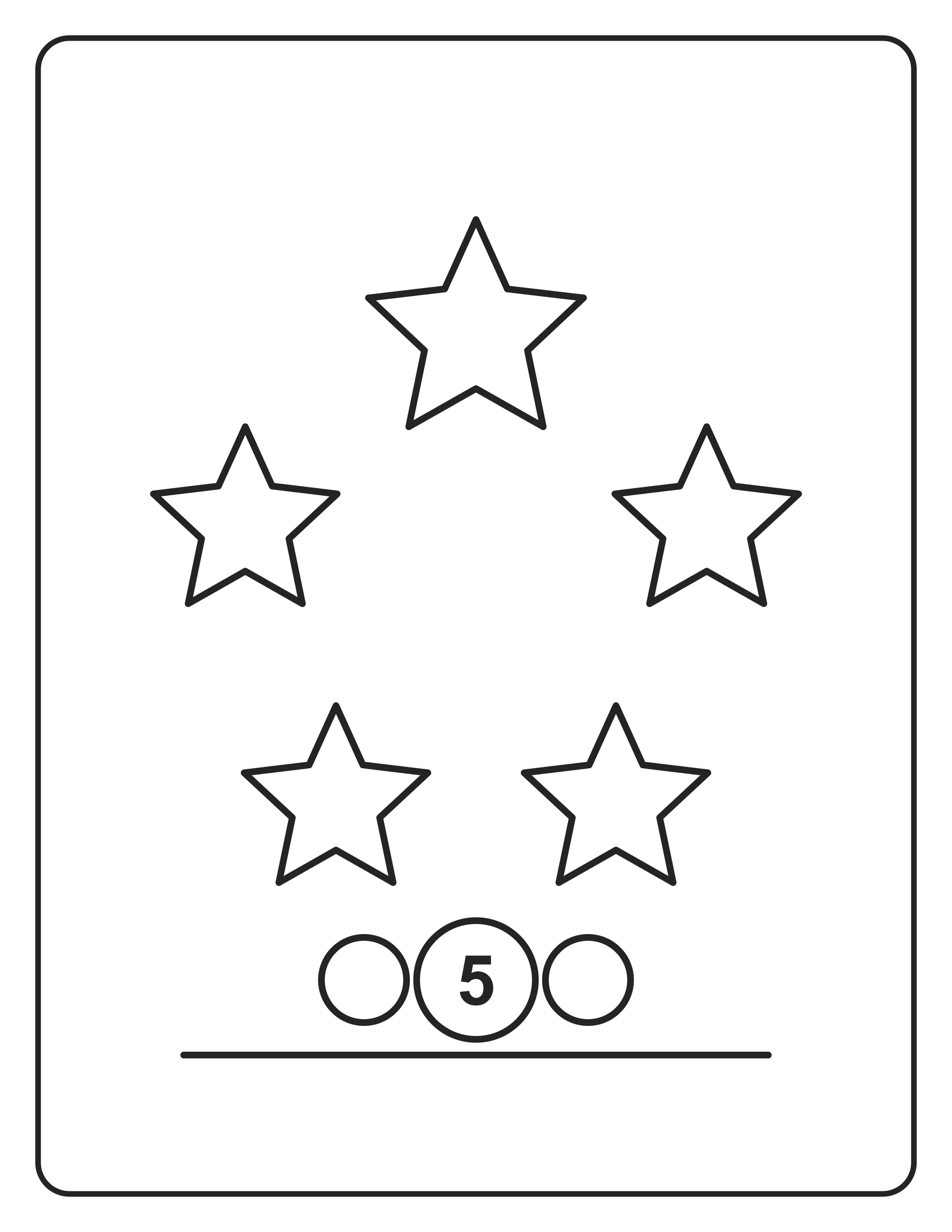 Cuenta las estrellas — página para colorear en blanco y negro para imprimir