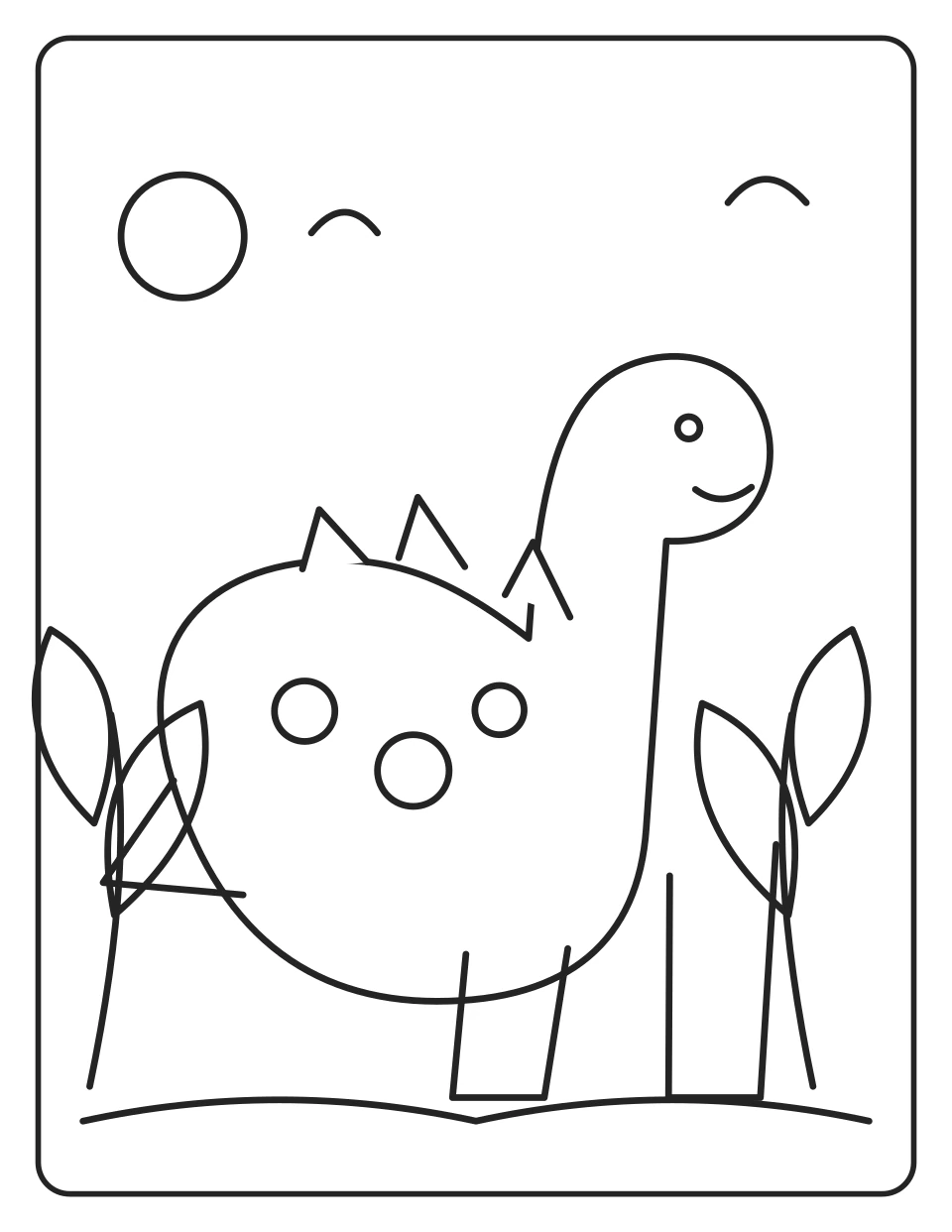 Trilho dos Dinossauros — página para colorir a preto e branco para imprimir