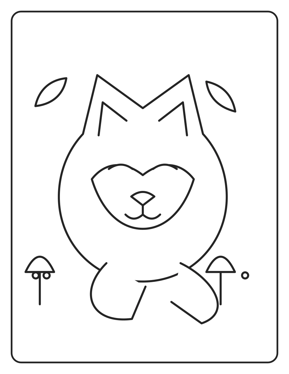 Raposa da Floresta — página para colorir a preto e branco para imprimir