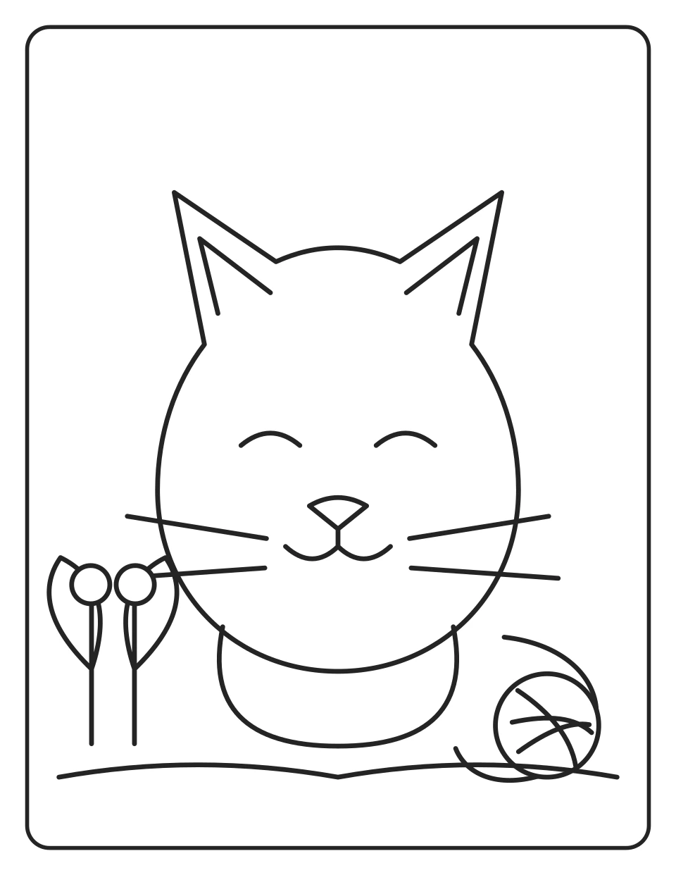Gato no Jardim — página para colorir a preto e branco para imprimir
