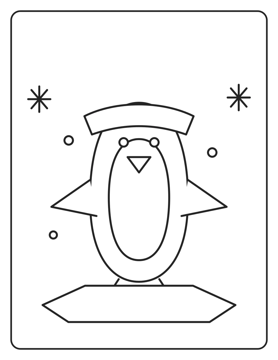 Pinguim no Gelo — página para colorir a preto e branco para imprimir