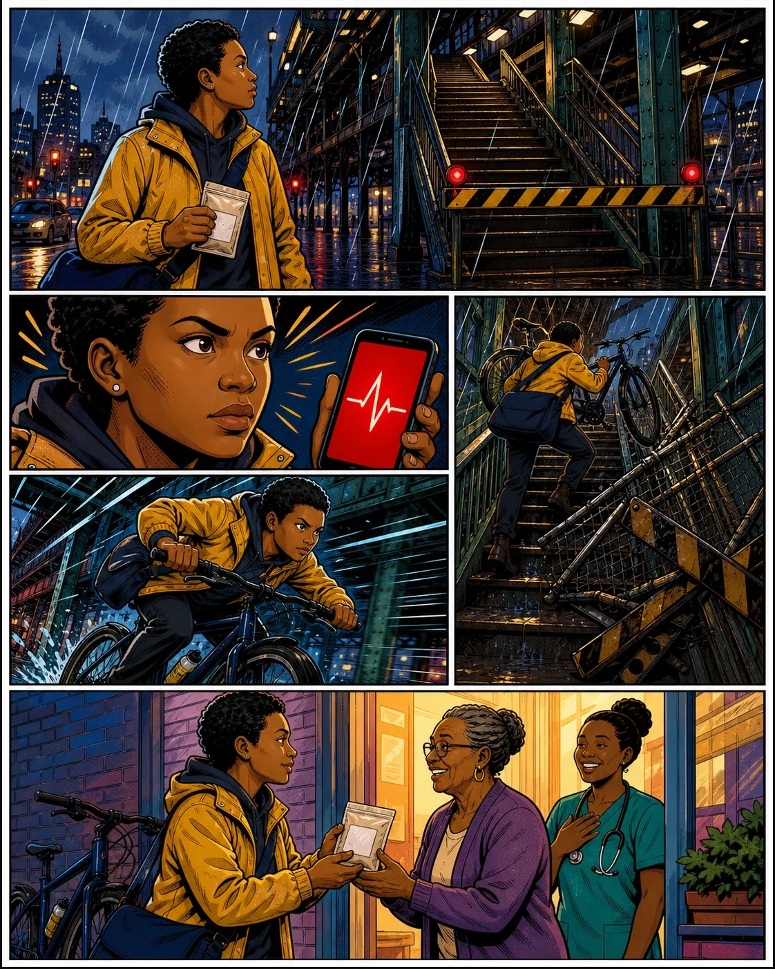 Objavljena strip-stranica Chicago Medicine Run prilagođena je prema referenci kurira s novim radnjama dostave.