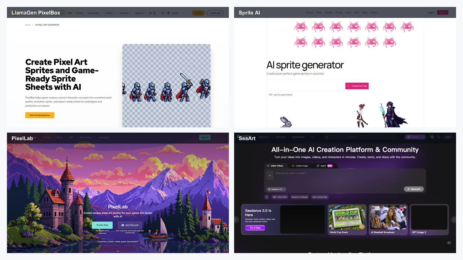 Best AI Pixel Art Generators in 2026: LlamaGen PixelBox, Sprite AI, PixelLab, SeaArt and More