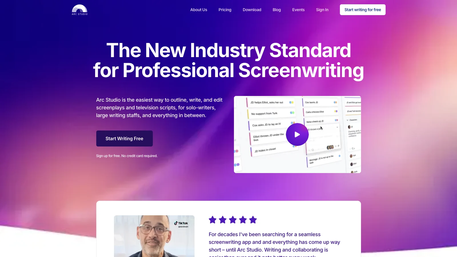Arc Studio Pro screenwriting screenshot