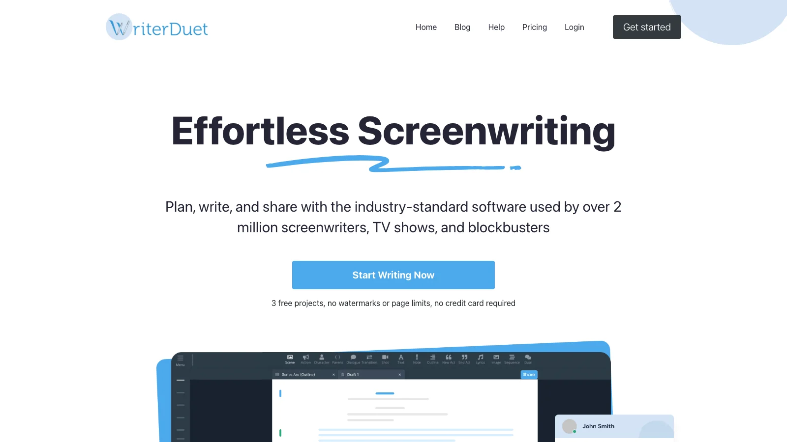 WriterDuet collaboration screenshot