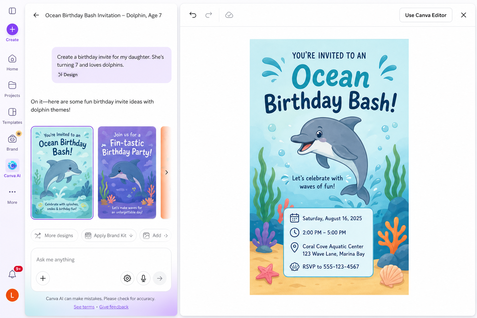 Edited Canva AI photo editor screenshot