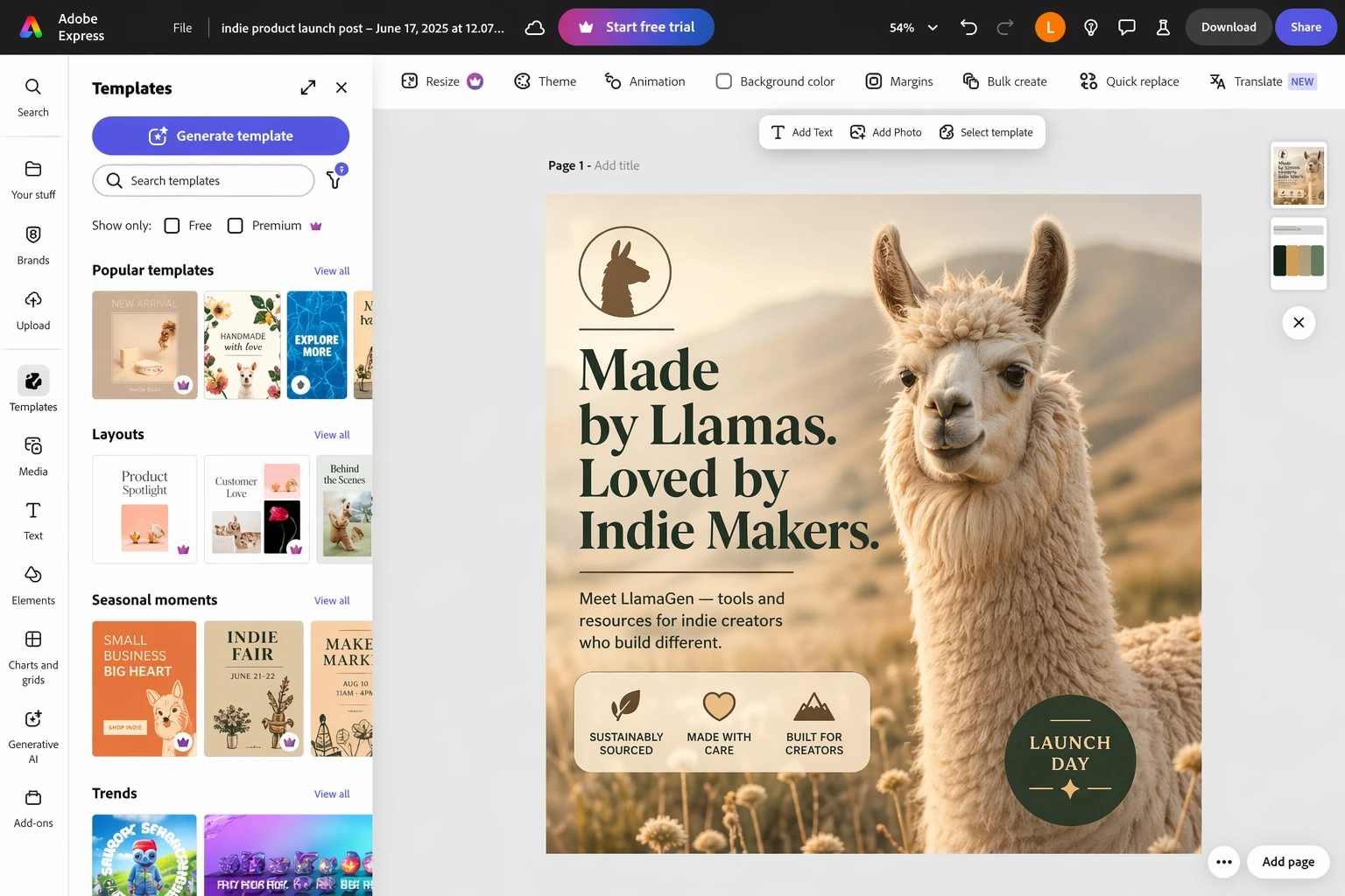 Edited Adobe Express screenshot