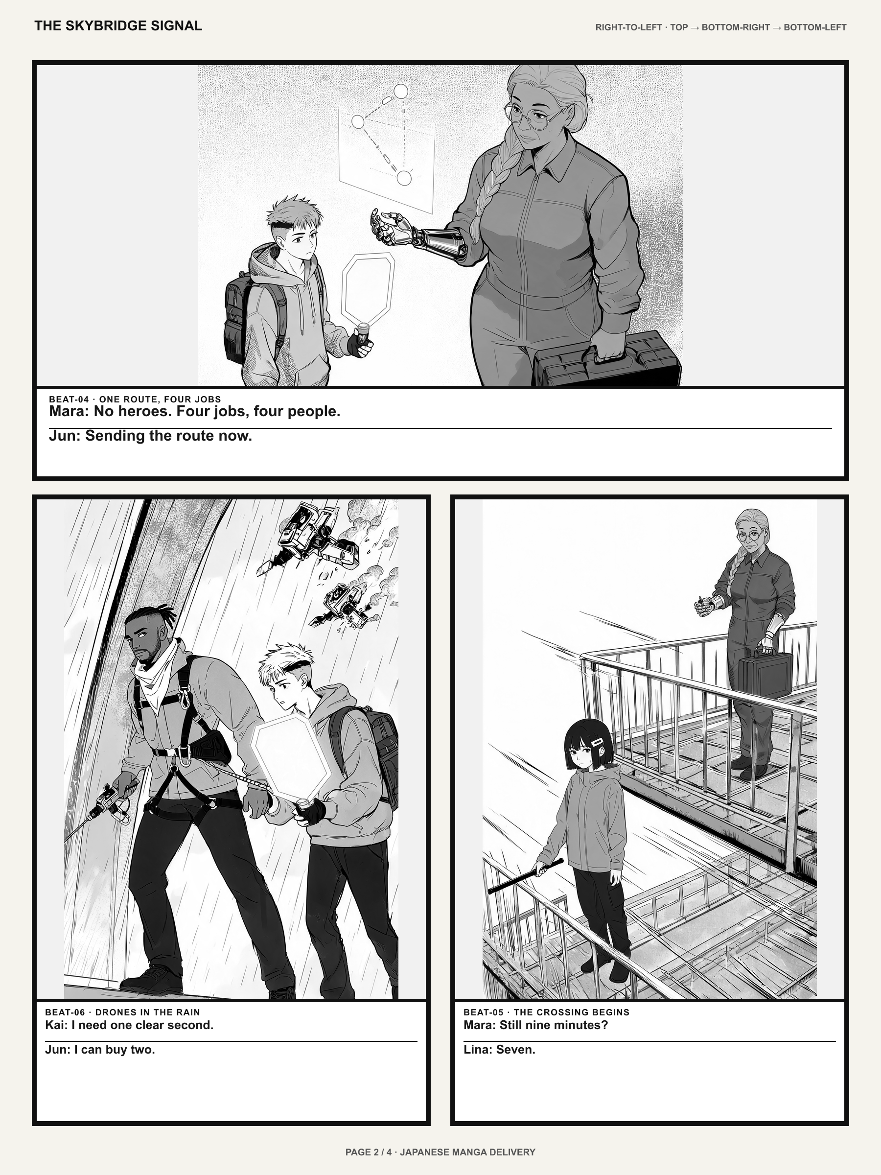 Page two of The Skybridge Signal Japanese manga story