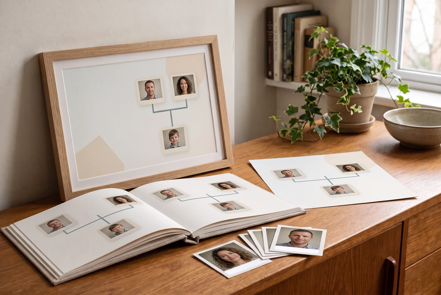 A coordinated set of portrait charts and photo copies