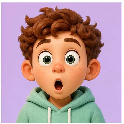 Wide-eyed surprise, shown as an original 3D emoji-style character
