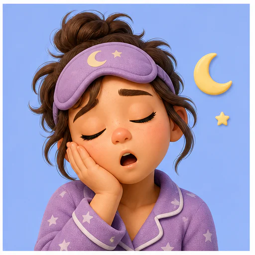 Sleepy mood, shown as an original 3D emoji-style character
