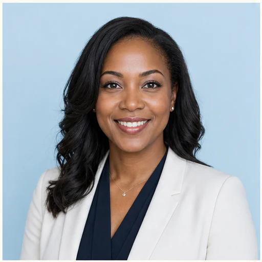 Healthcare leader, shown as a fully visible synthetic professional headshot