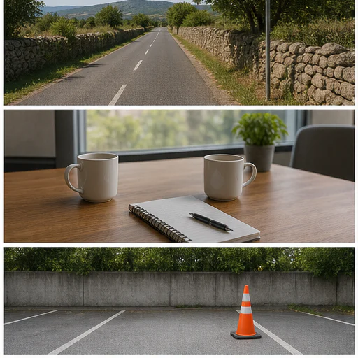 Tabletop mug, shown before and after a selected distraction is removed