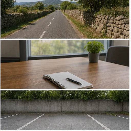 Traffic cone, shown before and after a selected distraction is removed