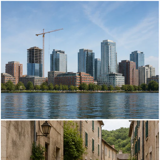 Construction crane, shown before and after a selected distraction is removed
