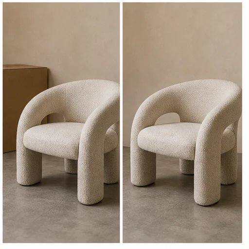 Unwanted tabletop prop, shown before and after a selected distraction is removed