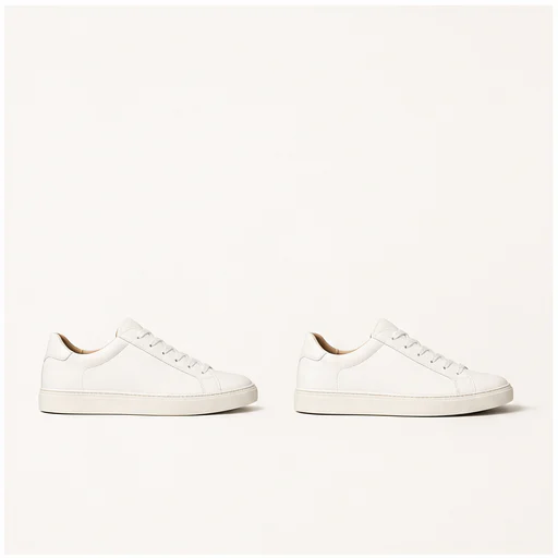White low-top sneaker, shown without a shadow and with a generated product shadow