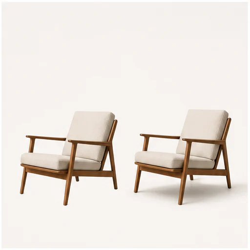 Wood lounge chair, shown without a shadow and with a generated product shadow