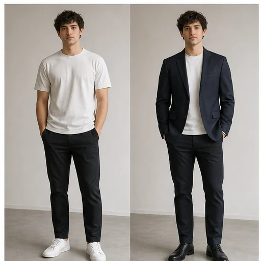 Relaxed green overshirt, shown as a complete synthetic virtual try-on result