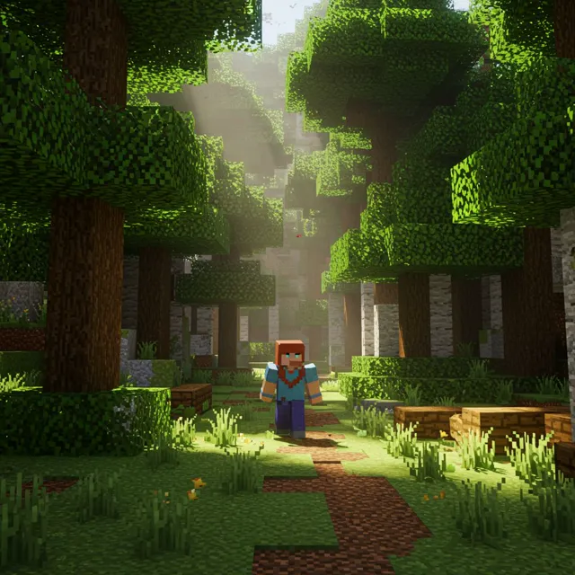 The adventurer enters the forest, where the dense foliage creates an atmospheric setting.