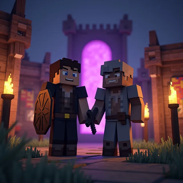 The adventurers build a portal to the End Dimension. Example 1