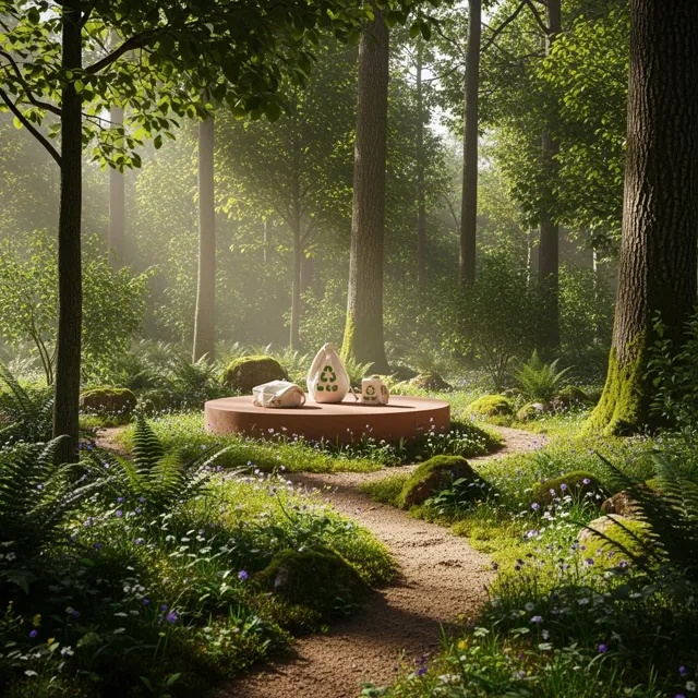 Eco-friendly product ad harmonizes AI with nature-focused messaging.