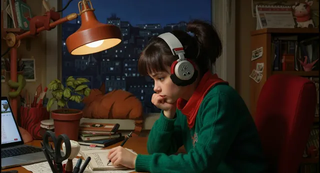 Contextually rich scene with multiple interacting elements