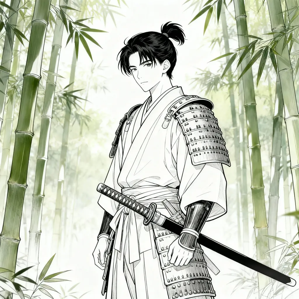 Male anime character samurai outfit
