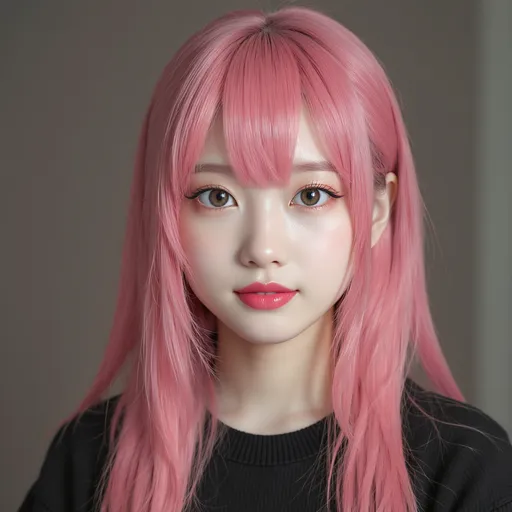 Anime girl character transformed into realistic portrait