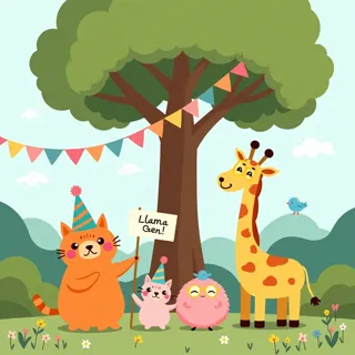 Cartoon Illustrations with Playful Characters and Vibrant Colors