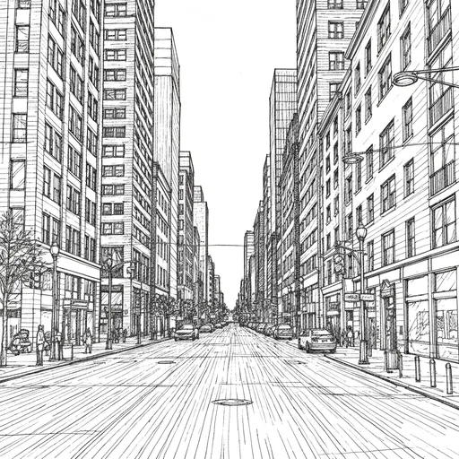 City street ink-style sketch