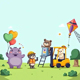 Whimsical and Cheerful Flat Vector Art Style with Pastel Colors