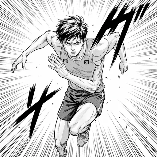 Action sprint with dynamic motion lines