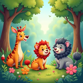 Whimsical Forest Friends 🌳| Vibrant Children's Book Illustration | Digital Art